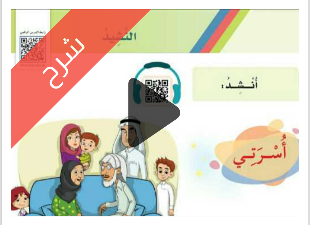 شرح نشيد أسرتي لغتي الجميلة للصف الأول الابتدائي الفصل الأول