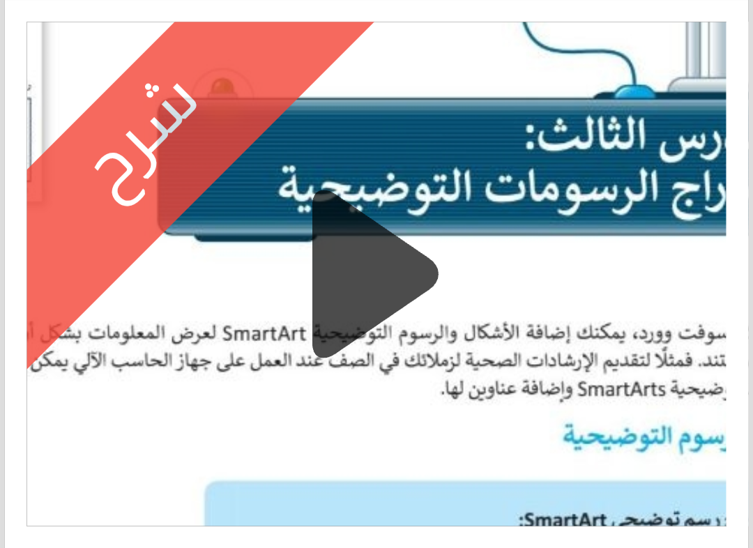 الدرس الثالث إدراج الرسومات التوضيحية