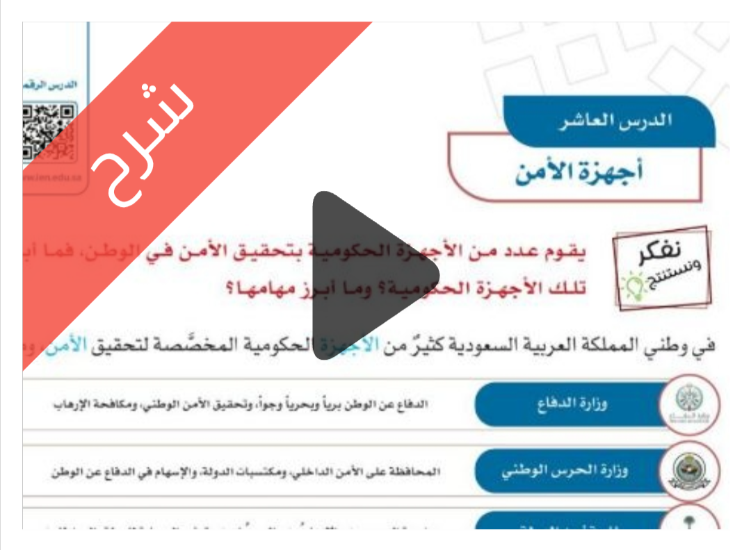 درس أجهزة الأمن شرح درس أجهزة الأمن مادة الدراسات الاجتماعية للصف الخامس الابتدائي الفصل الدراسي الأول